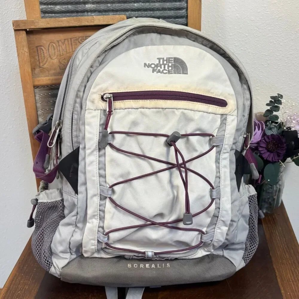The North Face Borealis Womens Backpack Gray Purple Laptop Hiking School